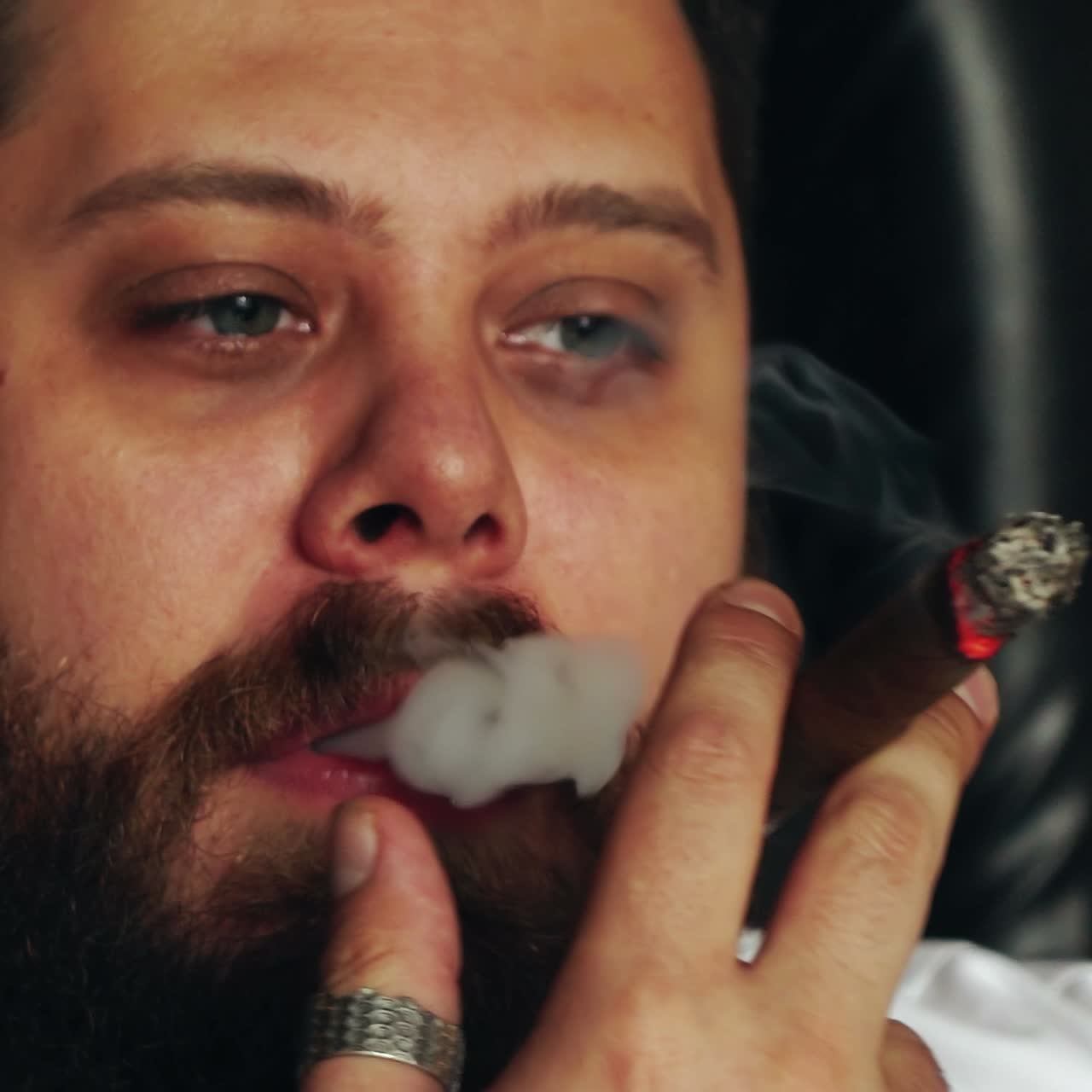 Brutal serious man in studio