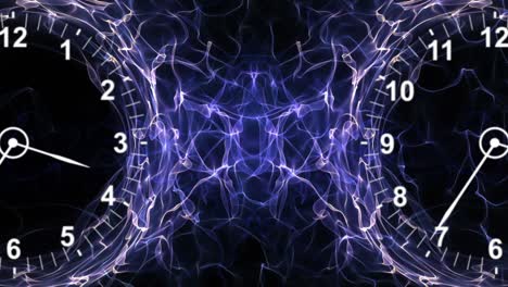 clocks and tunnel in fibers ring, background, loop