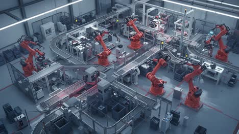 advanced robotic manufacturing system featuring multiple automated interfaces for streamlined production and efficient industrial processes