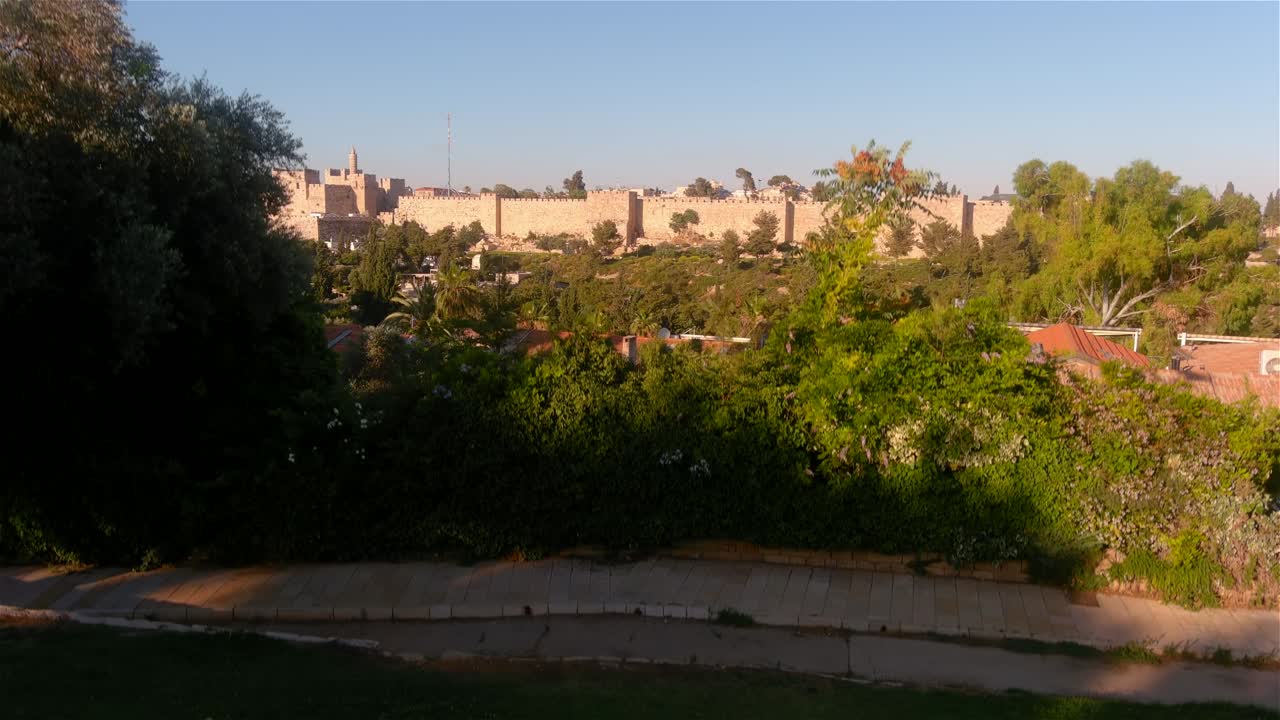 Jerusalem Old city walls and Yemin Moshe neighborhood, Aerial
