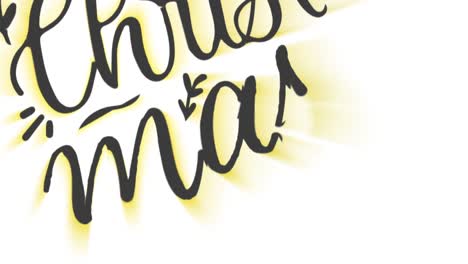 animation of christmas greetings text in yellow and black letters on white background