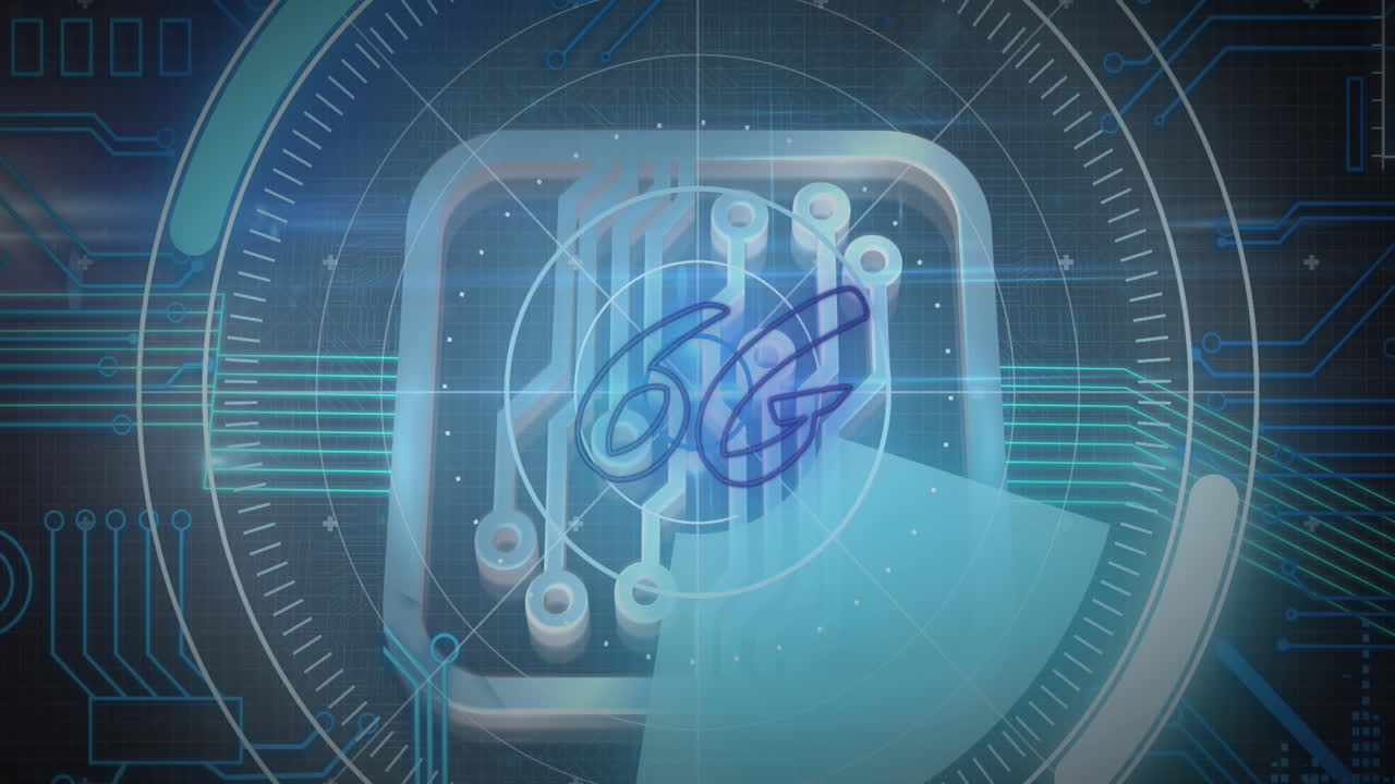 6g 텍스트의 애니메이션, 컴퓨터 서버의 회로판을 스캔하는 범위