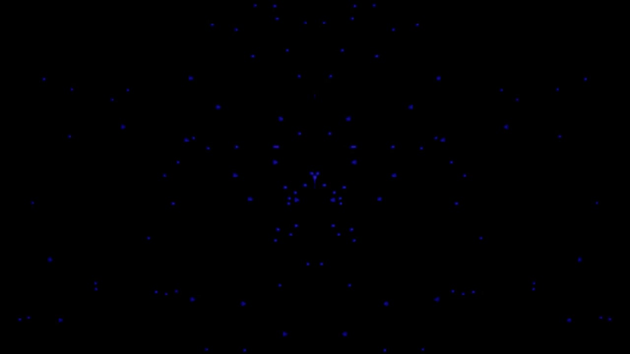 Abstract Symmetrical Pattern of Glowing Blue Particles on Black Background