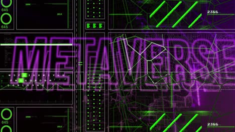 Animation of metaverse text over data processing