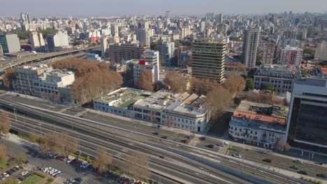 aerial view of puerto madero waterway with buildings at sides at daytime