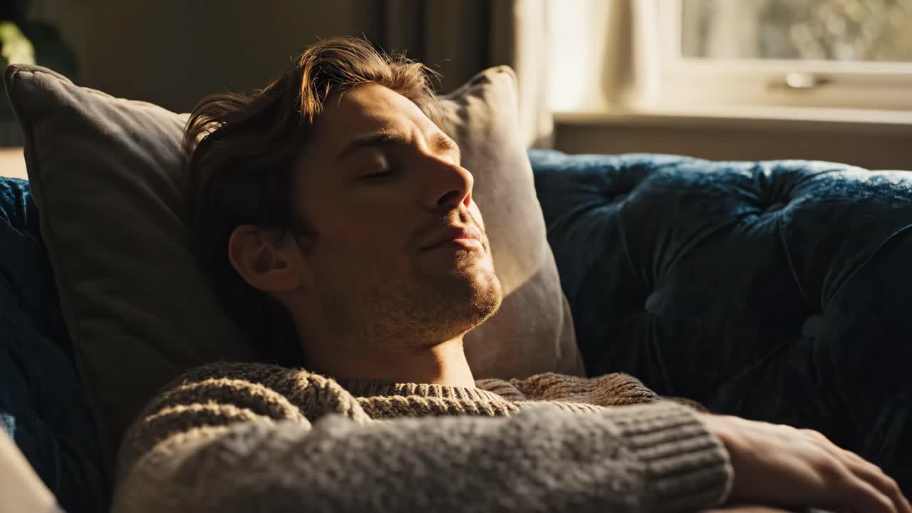 hombre relajándose en un sofá