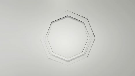 animación de negocios blanca. rotación de los marcos octogonales. renderización 3d, ventana, bucle, color sólido minimalista. salto mortal