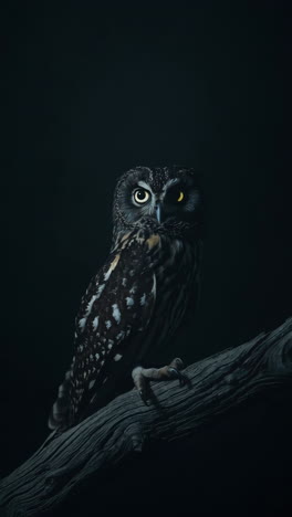 close-up of an owl perched on a branch