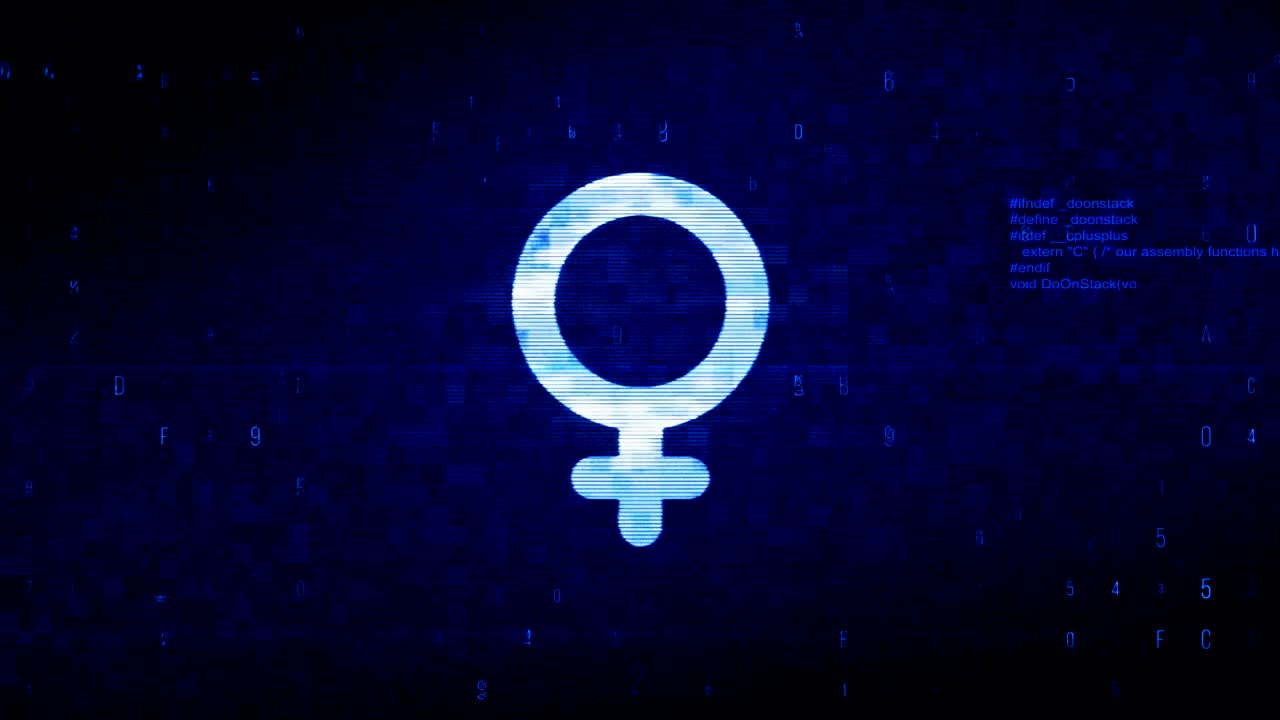 símbolo de género de signo masculino animación de error de ruido de píxeles digitales.