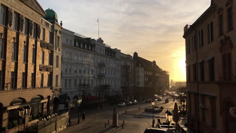 sunset on the old town horizon of helsingborg