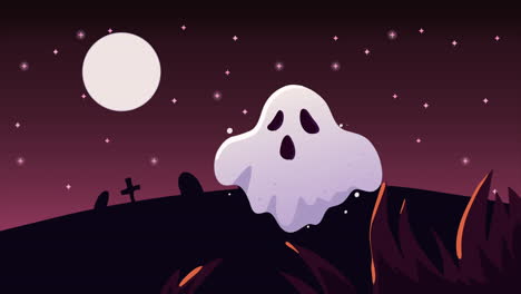 happy halloween animation with ghost