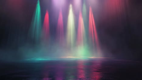 water stage show with colorful lights
