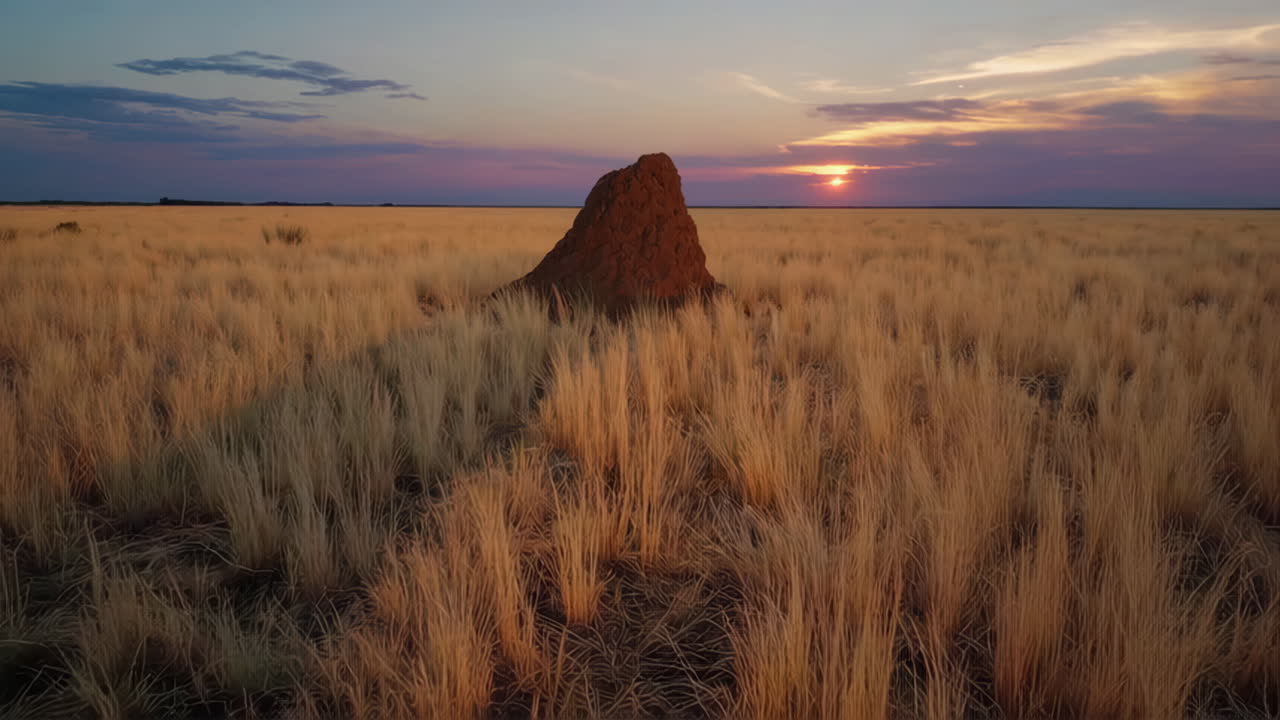 Ant Hill at Sunset in the African Savanna