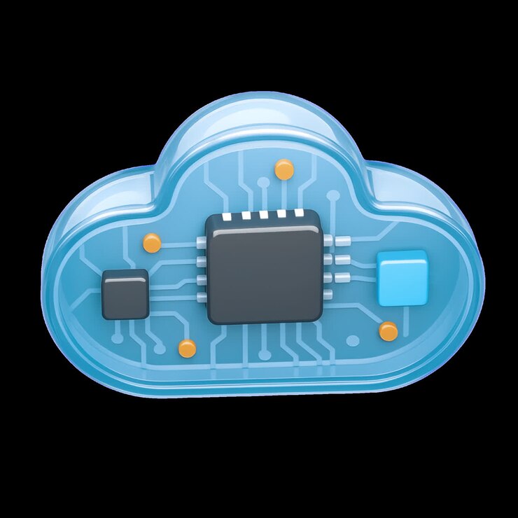 Cloud technology circuit illustration animation isolated asset, transparent 4K video, alpha channel