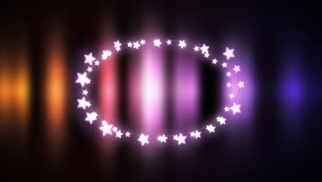 glowing oval of fairy lights on rainbow background