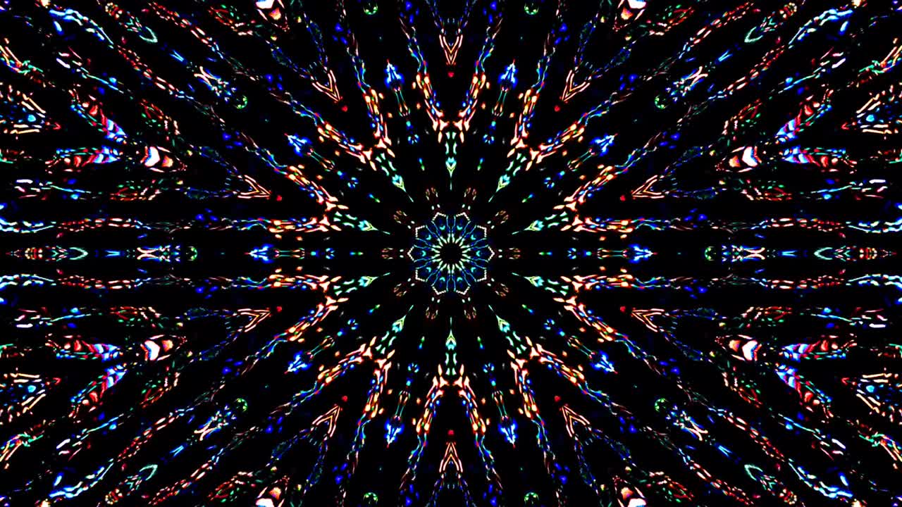 líneas abstractas luz colorida brillante forma redonda en el centro, fondo negro