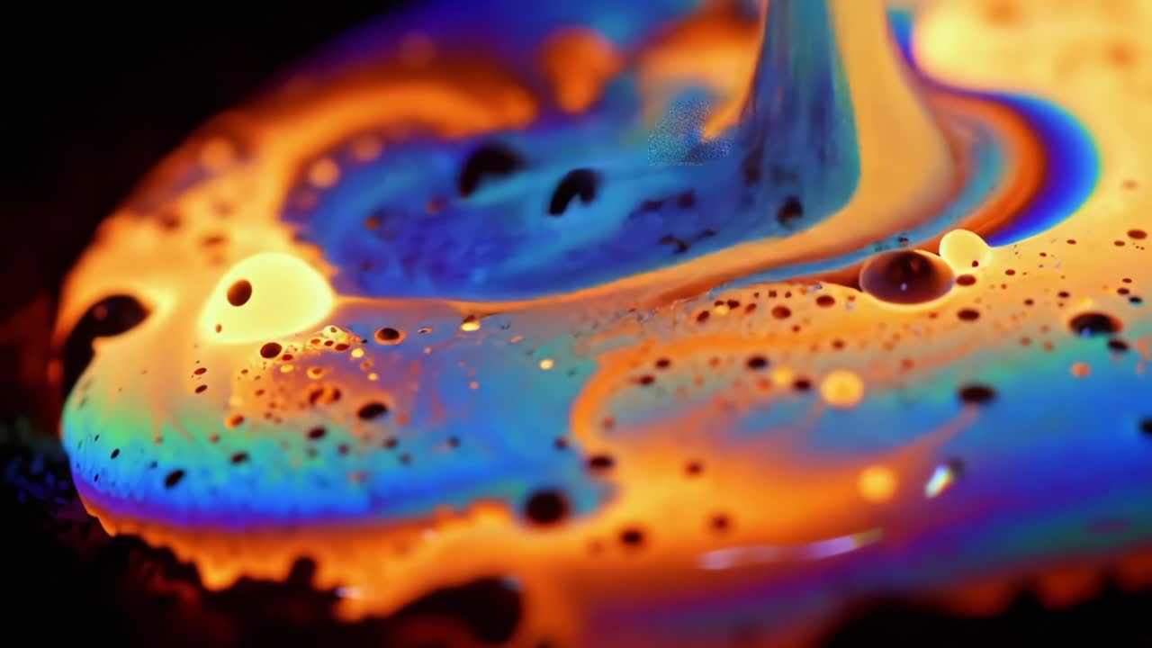 Colorful Liquid Patterns Swirl in Vibrant Hues During an Artistic Experiment in a Studio Setting