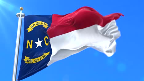 flag of north carolina state, region of the united states - loop