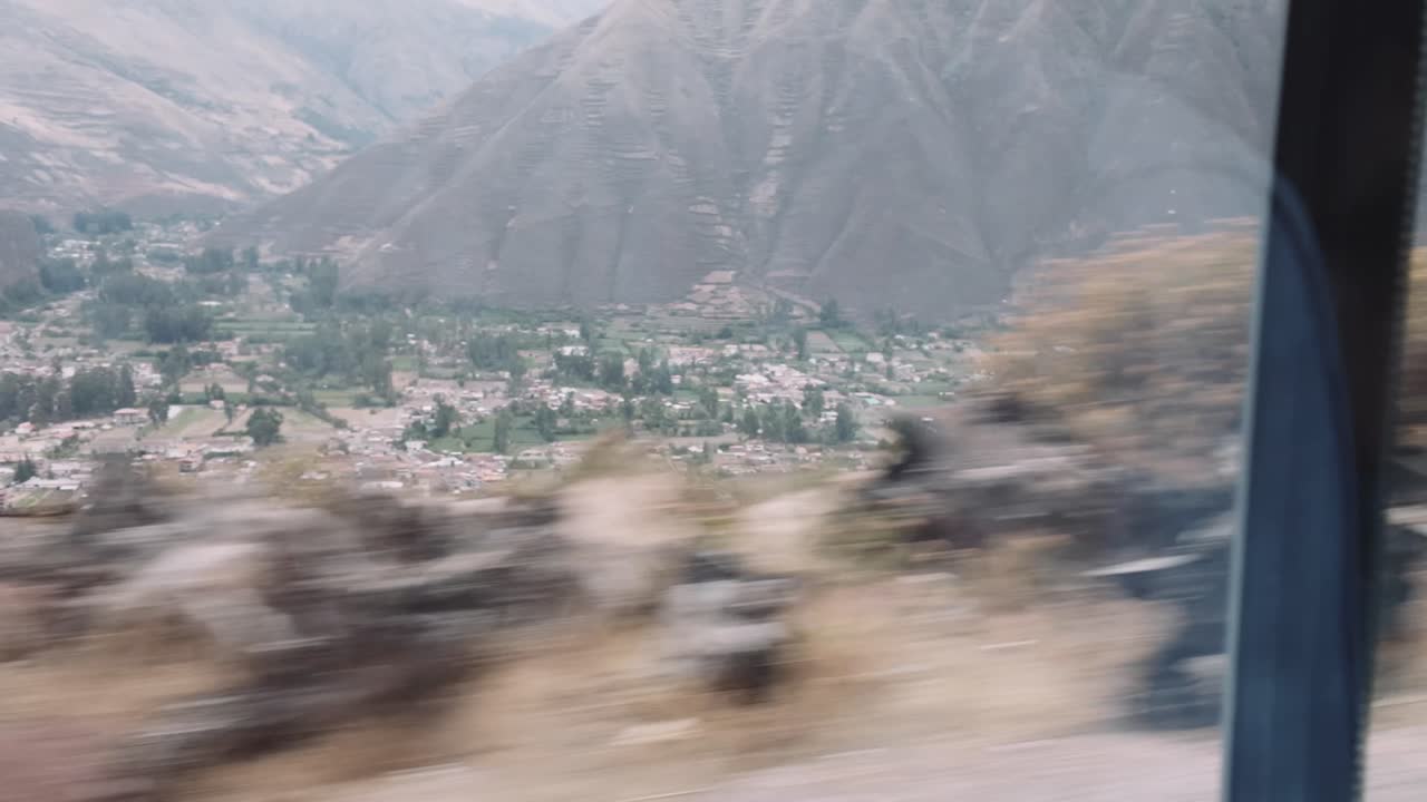 View of the Andean Highlands in the Famous Sacred Valley of Cusco, Peru - POV Shot