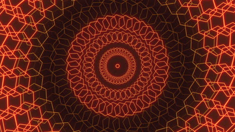 Patrón-Geométrico-Rojo-Psicodélico-Con-Luz-De-Neón-En-Espiral