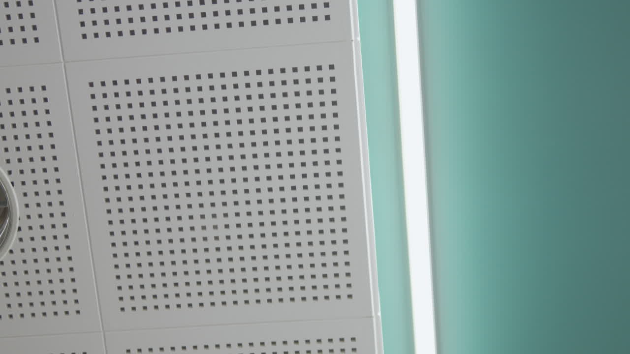 techo con una lámpara incandescente y agujeros visibles en las baldosas del techo