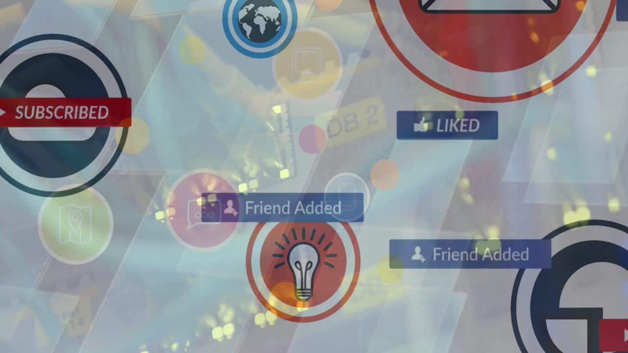 서버에서 아이콘으로 소셜 미디어 텍스트의 애니메이션