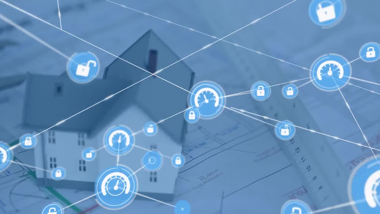 집과 계획에 대한 연결 네트워크의 애니메이션