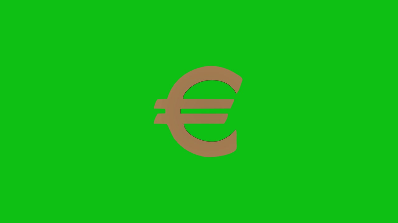 Golden Euro Sign Isolated on Green Screen