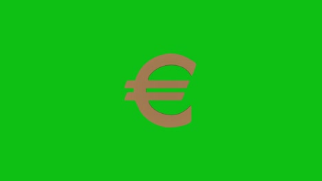 golden euro sign isolated on green screen