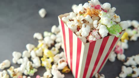 colorful popcorn in a striped box