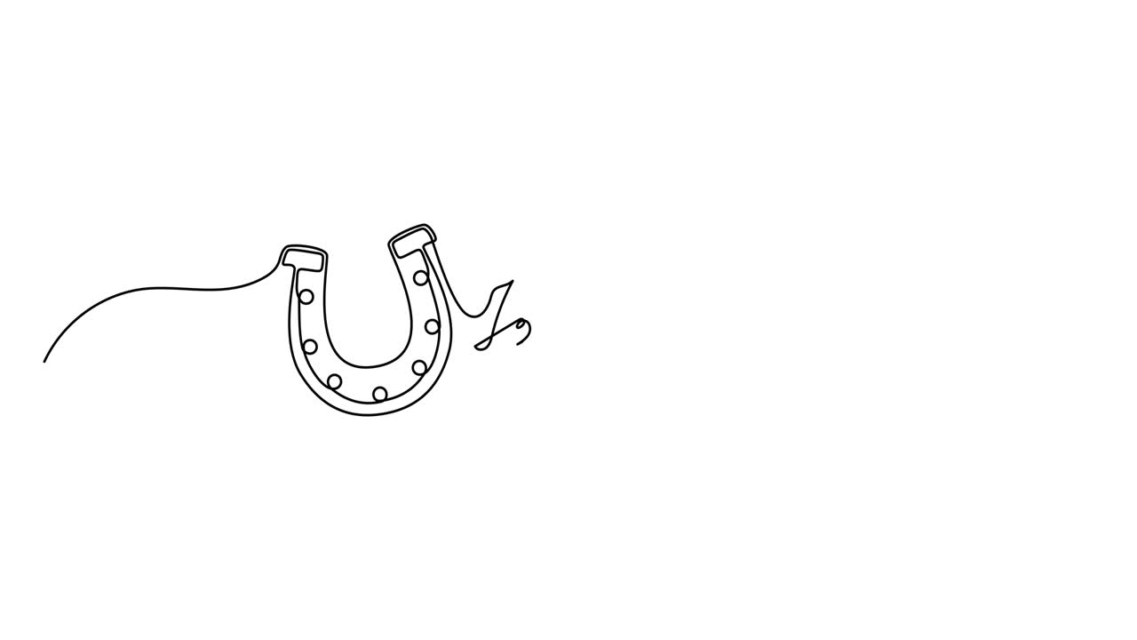 패트릭의 날 (patrick's day) 의 애니메이션 일러스트레이션: 연속 1줄 문자, 시브 텍스트, i'm lucky, 손으로 그린 미니멀한 스타일, 4k 비디오