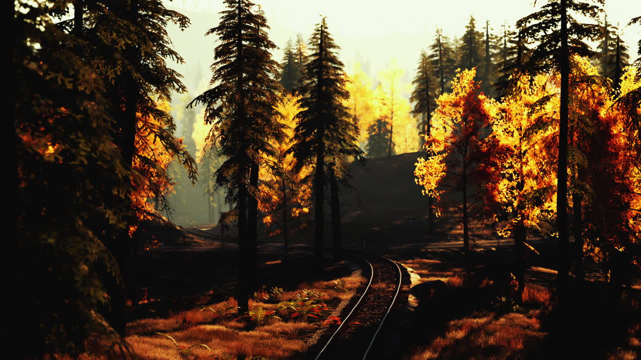 가을 숲 철도 트랙