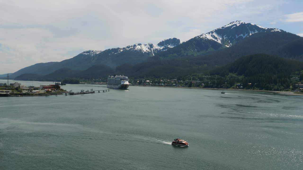 Traffic on Gastineau Channel,Juneau, Alaska. Mount Bradley on Douglas Island in the background