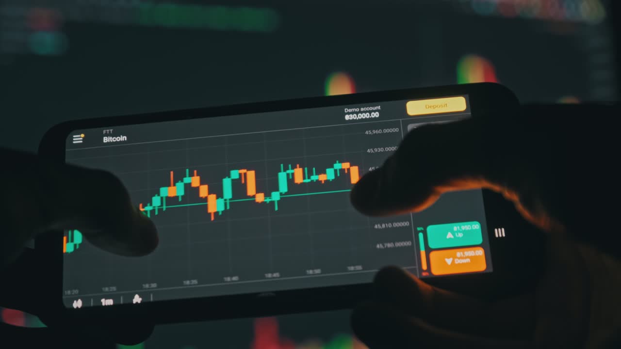 Kryptovalutagraf på smarttelefon
