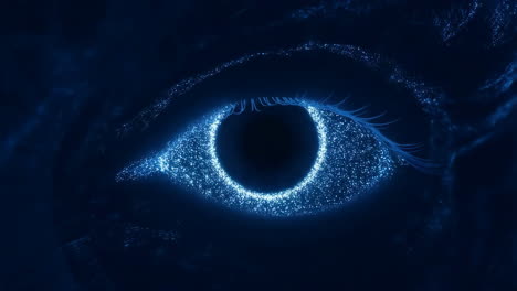 abstract digital eye with blue particles