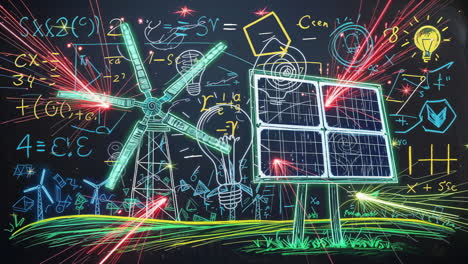 neon chalkboard art: renewable energy concepts