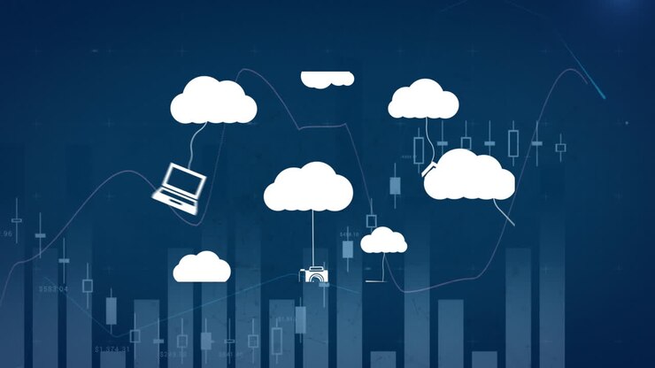Animation of clouds with icons over graph