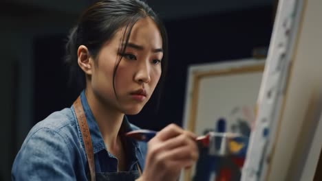 focused artist capturing emotions on canvas: a journey of creation and self-expression through brushstrokes and colors