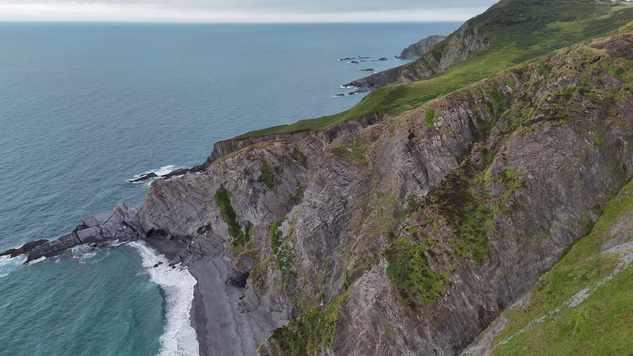Drone Flight Over The Torrs Cliffs and Rugged Coastline – Ilfracombe, Devon, UK