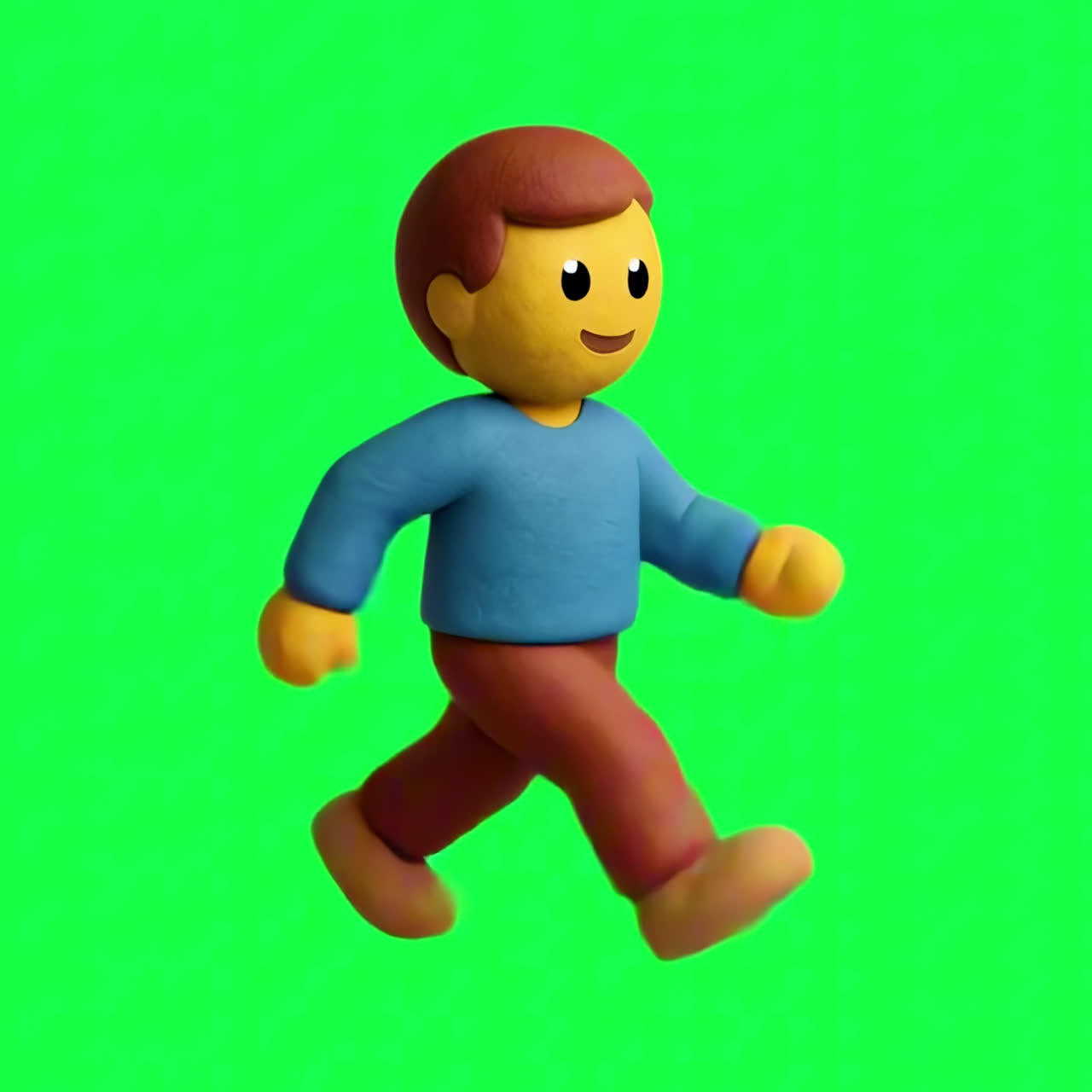Colorful 3D character walking animation isolated asset, transparent 4K video, alpha channel, ProRes