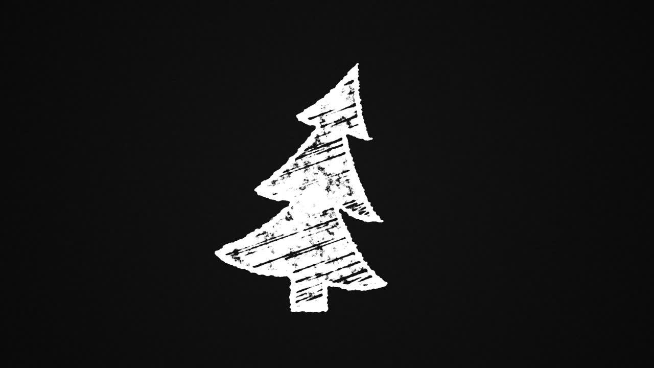 블랙보드에 도자기로 칠한 크리스마스 트리, 손으로 그린 애니메이션 4k