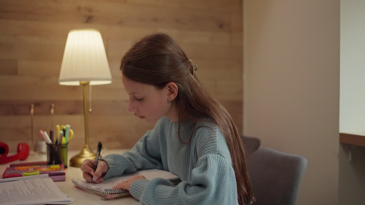 Girl writing at desk
