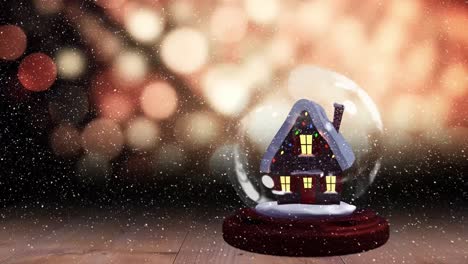 cute christmas animation of hut in snow globe 4k