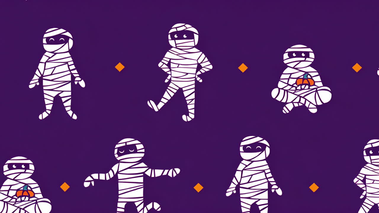 Repeating Cartoon Mummy Pattern for Halloween