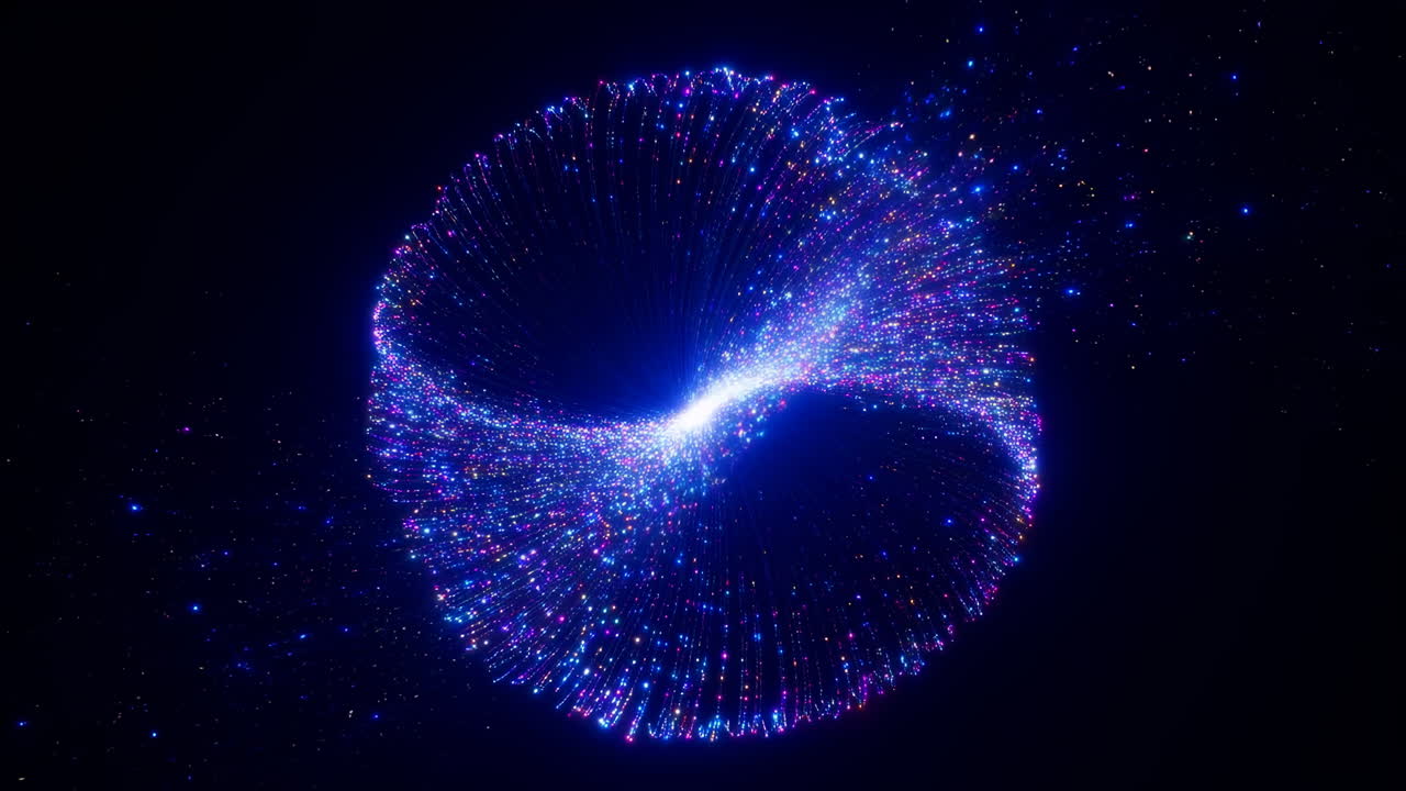 Abstract Swirling Blue and Purple Particle Sphere
