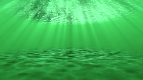 underwater ocean sandy seafloor 3d animation motion graphics reflection sun rays on sandbar visual effect background green