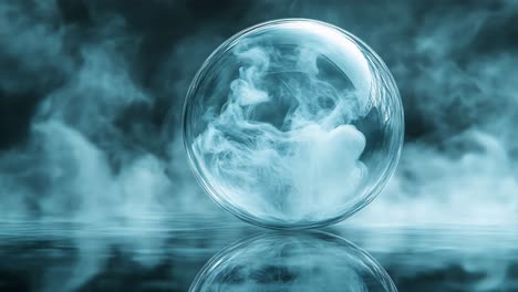 mystical glass bubble with smoke