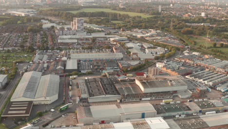 aerial shot over industrial bakery factory