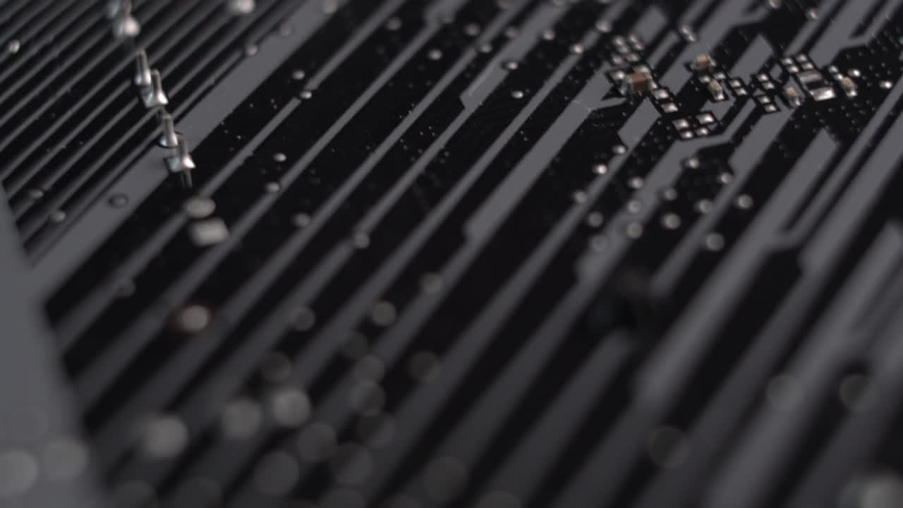 Solders on Computer Motherboard, Macro Close Up