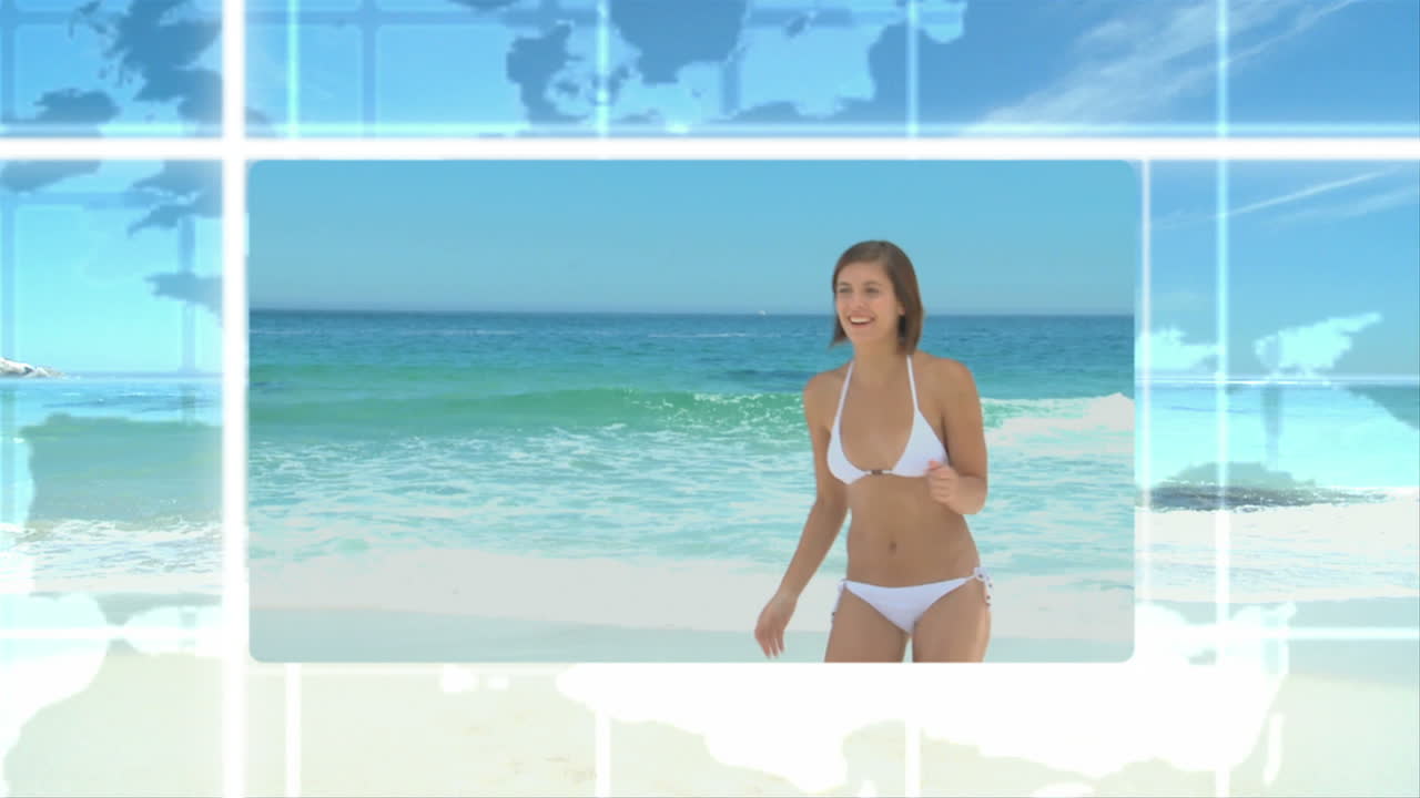 해변에서 커플의 3d 애니메이션